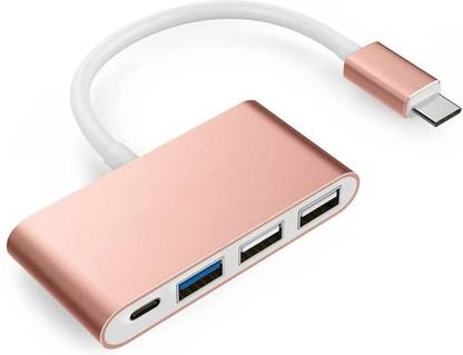 eller santé 4-in-1 USB C Hub, USB C Adapter with 3 USB 3.0 Ports and 1 USB-C Charging Port, Thunderbolt 3 to USB Hub x4003-RoseGold USB Hub
