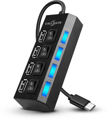 Callmate CM-1 HIGH QUALITY 4 PORT 4 SWITCH Inbuilt Type C Cable USB Hub