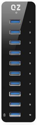 QZ Active Powered USB Hub 10 Port USB Hub with 12V 5A 60W Power Adapter, USB 3.1 HB10 USB Hub