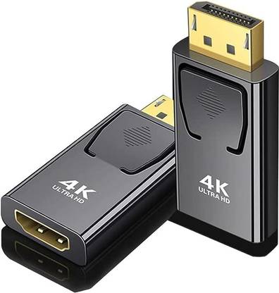 RuhZa DisplayPort to HDMI 4K Adapter, Displayport Male HDMI Female DP to HDMI Adapter for 4K TV HDTV Monitors Portable Projectors etc, Pack of-2-TD-496H. Laptop Accessory