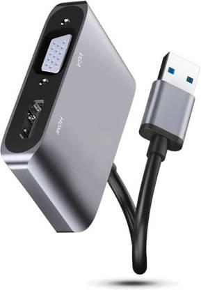 RuhZa USB3.0 to VGA HDMI Adapter Converter, USB to HDMI VGA Adapter HDMI VGA Sync Output 1080p Compatible with Windows 7/8/8.1/10 Monitor Display Laptop Accessory