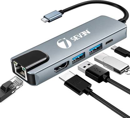 7SEVEN Type C Multiport Hub 5 in 1 Adapter Dock Convert to HDMI Multi USB Port 100m ‎SPP-OTC251 USB Hub