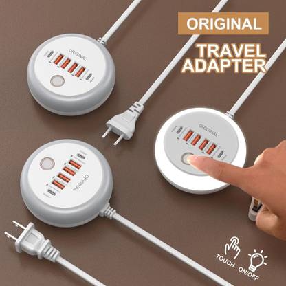 HumBiG 2 USB C 4 USB A for Multiple Devices. Multi usb charger with Built-in Light 1  Socket Extension Boards