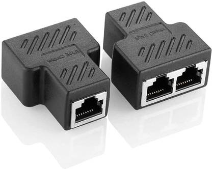 RuhZa RJ45 Network Splitter Adapter, RJ45 1 to 2 Port Dual Female Socket Ethernet Connector (PACK OF 1) Expansion Card