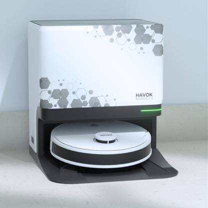 MecTURING Havok 1.0 All in One Rotating Mop 6000 Pa Suction, Self cleaning base station Robotic Floor Cleaner with 2 in 1 Mopping and Vacuum, Anti-Bacterial Cleaning, Reusable Dust Bag (WiFi Connectivity, Google Assistant and Alexa)