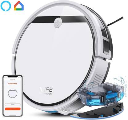 ILIFE V3x Hybrid Dry & Wet Robotic Vacuum Cleaner, Smart App @3000Pa Strong Suction Robotic Floor Cleaner with 2 in 1 Mopping and Vacuum, Reusable Dust Bag, Anti-Bacterial Cleaning (WiFi Connectivity, Google Assistant and Alexa)