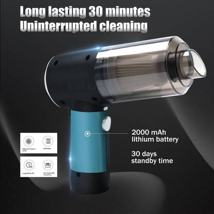 HARJAG ENTERPRISE 3 in 1 Portable Mini Car Vacuum Cleaner for Home and Car Cordless Vacuum Cleaner with 2 in 1 Mopping and Vacuum, Anti-Bacterial Cleaning, Reusable Dust Bag