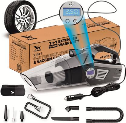 Yearwin Twoway 2 in 1 Car Vacuum Cleaner with Tyre Inflator High Power 7000PA Handheld Car Vacuum Cleaner with Reusable Dust Bag