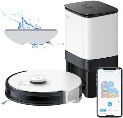 TP-Link Tapo RV30 plus Robotic Floor Cleaner with 2 in 1 Mopping and Vacuum, Reusable Dust Bag, Swappable Battery (WiFi Connectivity, Google Assistant and Alexa)