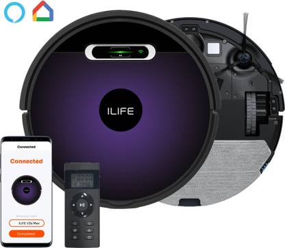 ILIFE V3s Max 2 in 1 Robot Vacuum and Mop with Smart Gyro Path Planning, Max@2300Pa Robotic Floor Cleaner with Reusable Dust Bag, 2 in 1 Mopping and Vacuum, Anti-Bacterial Cleaning (WiFi Connectivity, Google Assistant and Alexa)