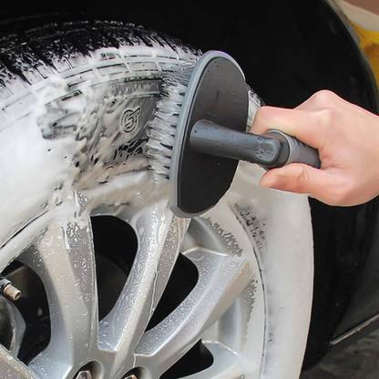 QNJL T-Type Car Tyre Cleaning Brush Scrubber with Antislip Handle Multi-Functional 250 g Wheel Tire Cleaner