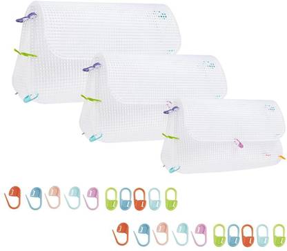 SERPLEX 3pcs Mesh Clear Plastic Canvas Sheets with 20 Clip Crossbody DIY Sewing Bag Vacuum Maintenance Kit