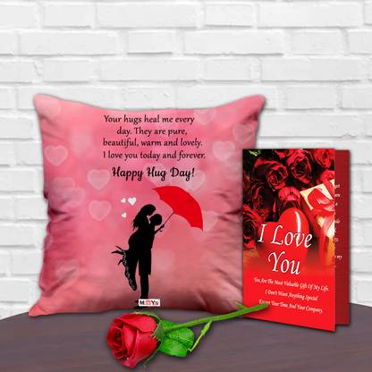 Avirons Cushion, Greeting Card, Artificial Flower Gift Set