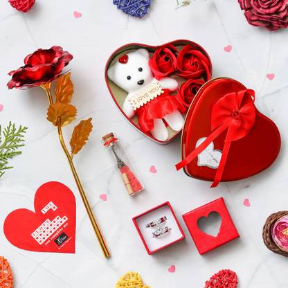 Xvision Artificial Flower, Showpiece, Jewellery, Message Pills, Greeting Card Gift Set