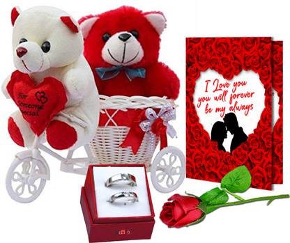 Avirons Artificial Flower, Greeting Card, Jewellery, Soft Toy Gift Set