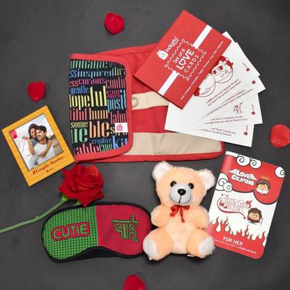 Indigifts Greeting Card, Artificial Flower, Soft Toy, Photoframe Gift Set