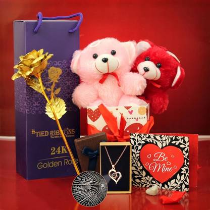 TIED RIBBONS Artificial Flower, Soft Toy, Jewellery, Greeting Card Gift Set