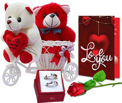 Avirons Artificial Flower, Greeting Card, Jewellery, Soft Toy Gift Set