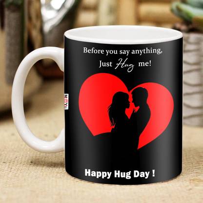 ME&YOU Happy Hug Day Romantic Printed Ceramic Coffee Ceramic Coffee Mug