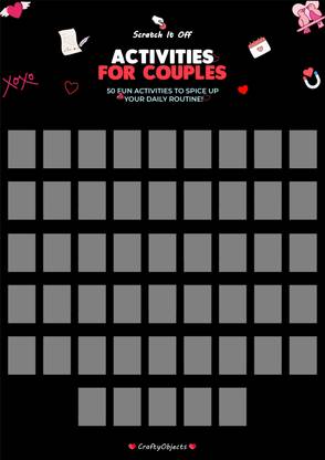 CraftyObjects 50 Couple Dates Scratch-off Poster Party & Fun Board Game