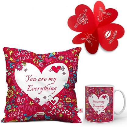 Indigifts Cushion, Greeting Card, Mug Gift Set