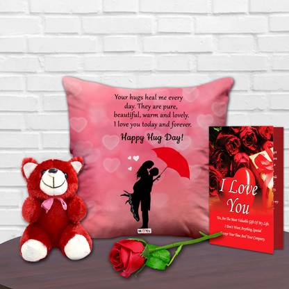 Avirons Artificial Flower, Greeting Card, Soft Toy, Cushion Gift Set