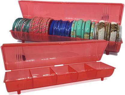 Reyal Bangle Box Big Roll (Plastic) Multi Color 5 Partition Snap Fit Vanity Box