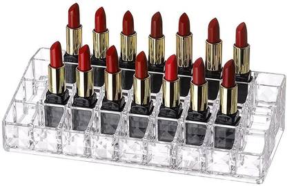 Tap2kaart 1PC Acrylic Multi Purpose Lipstick Cosmetic Makeup Holder Storage Vanity Box 24 Compartment Lipsticks Storage Stand Holder Vanity Box
