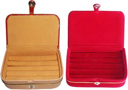 ultimatefashionista Combo of 2 velvet Vanity case Ring and Earring storage travelling Folder Box Vanity Box