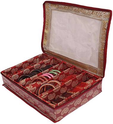 shree shyam trading Teardrop Pattern Laminated 5 Rod Box Organizer for Bangles With Tranasparent Top Bangle Box Vanity Box