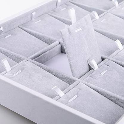 Triock 12 Grid Necklace Pendent Insert Card Tray Velvet Jewelry Organizer Trays Display, Show Piece Vanity Box