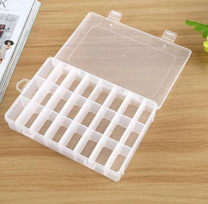 PAVITYAKSH 24 Grid Cells Multipurpose Clear Transparent Plastic Storage Box Storage Box
