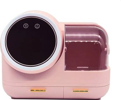 Noscomp LED Light Makeup Organizer Box with Fan Cosmetic Storage Box with LED Mirror Makeup Box Vanity Box