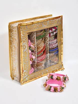 Home Fresh Bangle Box 3 Rods Vanity Box with Transparent Window & Zip Suitable Storage Bangle Box 3 Rods Vanity Box