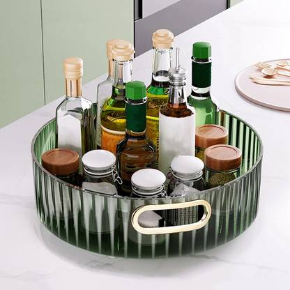 Deoxys Makeup Organizer, 360°Rotating Round Tray Makeup Perfume Storage Box 360 Rotating Vanity Box