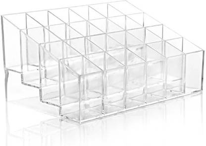 Sukot 24-Slot Clear Acrylic Trapezoid Makeup Lipstick Display Stand Storage Rack Holder Cosmetic Organizer Organizer Vanity Box