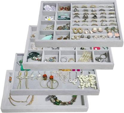 Kesig Jewellery Boxes Jewellery Trays Organiser Stackable Jewellery Box(pack of 4) jewellery box Vanity Box