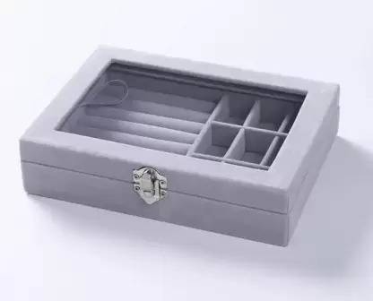 Navmi Velvet jewelry organizer box for organizing jewelry with a clear lid, Lockable Store jewelry efficiently Vanity Box