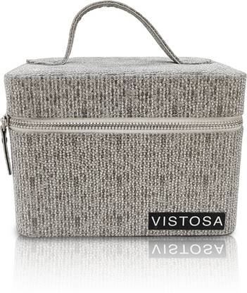 Vistosa Small Glitter Vanity Bag, Small Makeup Case with Mirror Compact Design, Zipper Closure, Durable Material, Water-Resistant or Easy to Clean Vanity Box