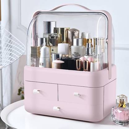 HOUSE OF QUIRK Multi-function Cosmetic Storage Box With Lid Fully Open Desktop Dressing Table Cosmetic Storage Box, Dressing Table, Lipstick Rack, Makeup Organizer Vanity Box