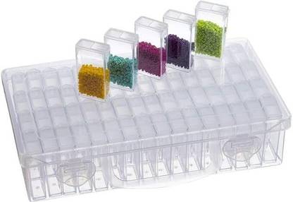 Aryamurti 64 Grid Clear Plastic Storage Box For Various Small Items 64 Grids Clear Plastic Storage Box Vanity Box