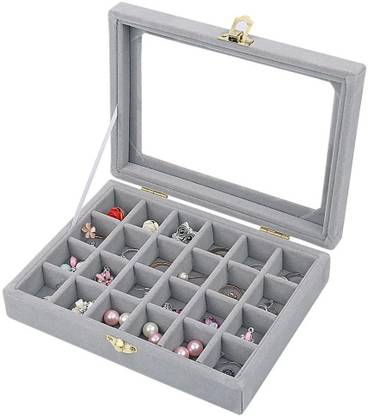 BUCKETLIST vb13 24 COMPARTMENTS - Each compartment can easily store 1-2 pairs of smaller earrings or 1 larger pairs ... so there's lots of storage space in this case! It can also hold chains, rings, cufflinks, etc., NO MORE MISPLACING RINGS & EARRINGS - With its neat compartments & trays this box will keep all your rings or cufflinks organized & displayed in one place. Vanity Box