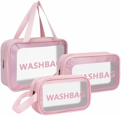 AGF Enterprise 3 Pcs Wash Bag Set Cosmetic Makeup Organizer Pouch Bag NA Vanity Box