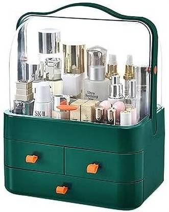 Gney Portable Dustproof Makeup Organizer, Large Cosmetic Storage Display Box Case Manual Vanity Box