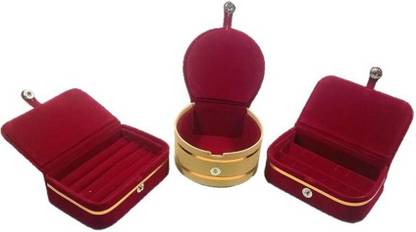 Aadhya Combo Of 1 Ring 1 Earring & 1 Bangle Box Travelling pouch (Maroon) Vanity Box
