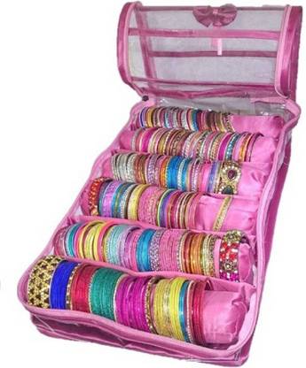 ultimatefashionista Six Rods Bangle Bracelet Watch Bag Jewelery Vanity Box (Pink jewellery box, makeup kit Vanity Box