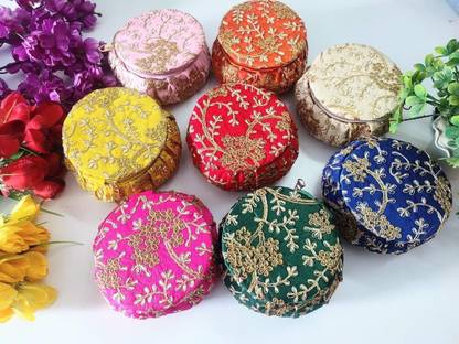 Brown Leaf Premium Matka Jewelry Box Wedding Favor Make UP Organizer Diwali Gift Indian Bridesmaid Box Return Gift Box Vanity Box