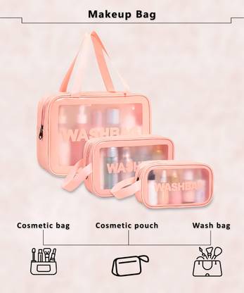 JASODANANDAN Makeup Bag Portable Toiletry Wash Bag Toiletry Organizer for Travel Women (Pink) Multi purpose bag Vanity Box