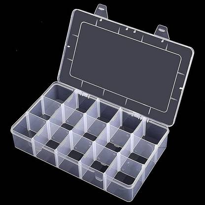 paythentic Multipurpose Storage Organizer Box 15 Grids Plastic with Adjustable Dividers storage organizer Vanity Box