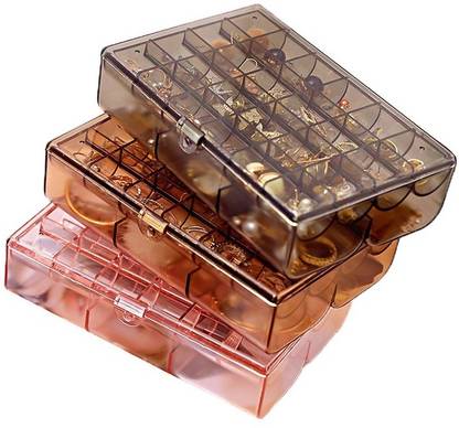 Rossella 2 Layer Acrylic Jewelry Storage Box Organizer 24-Grid Small and 6-Grid Big case Makeup Vanity Box